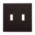 Eaton 5139B-BOX Toggle wallplate, Brown, Toggle Cutout, Nylon, Two- gang, Standard, ED Box
