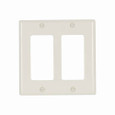 Eaton 5152A Decorator / GFCI wallplate, Almond, Decorator Cutout, Nylon, Two- gang, Standard