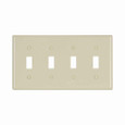 Eaton 5154V-BOX Toggle wallplate, Ivory, Toggle Cutout, Nylon, Four- gang, Standard, ED Box