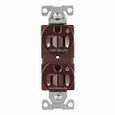 Eaton 5262CDB Arrow Hart heavy duty industrial specification grade duplex receptacle, Auto-grounding,screw-catch, Dual control, #14-10 AWG, 15A, Flush, 125V, Brown, Brass, High-impact nylon face,PVC base, 5-15R, Two-pole, Three-wire, Screw,