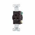 Eaton 5461B Arrow Hart extra heavy-duty industrial specification grade single receptacle,#14-10 AWG,20A,Industrial,Flush,250V,Back and side,Brown,Brass,Impact-resistant nylon face,Glass-filled nylon base,6-20R,Single,Screw,Core pack