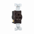 Eaton 5461B Arrow Hart extra heavy-duty industrial specification grade single receptacle,#14-10 AWG,20A,Industrial,Flush,250V,Back and side,Brown,Brass,Impact-resistant nylon face,Glass-filled nylon base,6-20R,Single,Screw,Core pack