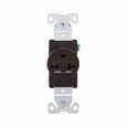 Eaton 5461B Arrow Hart extra heavy-duty industrial specification grade single receptacle,#14-10 AWG,20A,Industrial,Flush,250V,Back and side,Brown,Brass,Impact-resistant nylon face,Glass-filled nylon base,6-20R,Single,Screw,Core pack