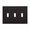 Eaton 5141BK Toggle wallplate, Black, Toggle Cutout, Nylon, Three- gang, Standard