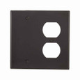Eaton 5170BK Combination wallplate, Black, Duplex receptacle, Decorator Cutout, Nylon, Two- gang, Standard