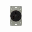Eaton 5709N power device receptacle, #12 - 4 AWG, 50A, Flush, 250V, Back, Black, NEMA 6-50R, Two-pole, Three-wire, Two-pole, three-wire, grounding, Screw, Glass-filled nylon, Power