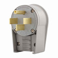 Eaton 5752AN Arrow Hart extra heavy-duty angled plug , #12-4 AWG, 50A, Industrial|range and dryer, 125/250V, Back wire, Gray, Brass, Nylon, 14-50P, Three-pole, four-wire, grounding, Screw, Nylon, Core pack
