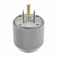 Eaton 5712N Arrow Hart extra heavy-duty auto grip plug , #12-4 AWG, 50A, Industrial, 125V, Back wire, Gray, Brass, Nylon, 5-50P, Two-pole, three-wire, grounding, Screw, Nylon, Core pack