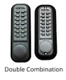 Lockey 2210 Double Combination Deadbolt - dual-sided keypad front and rear views, Satin Chrome finish