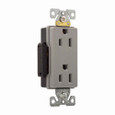 Eaton 6262GY Arrow Hart extra heavy-duty industrial specification grade decorator duplex receptacle, #14-10 AWG, 15A, Industrial, Flush, 125V, Back and side, Gray, Brass, Glass filled Nylon, 5-15R, Duplex, Screw, Glass-filled nylon, Core pack