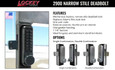 Lockey 2900 Narrow Stile Deadbolt - features callout showing mechanical keyless operation, changeable handing, 1-1/8 inch backset, and Single vs. Double Combination options