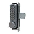 Lockey 2900 Narrow Stile Mechanical Deadbolt with Pushbutton Entry - Satin Chrome finish, side profile view showing keypad and deadbolt throw