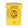 Eaton 65W49 Arrow Hart watertight locking receptacle, #18-10 AWG, 15A, Industrial, 250V, Back wiring, Yellow, Single, Watertight, L6-15, Two-pole, Three-wire, grounding, Thermoplastic, glass-filled nylon