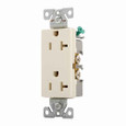 Eaton 6352A-BU heavy-duty industrial specification grade decorator duplex receptacle, #14-10 AWG, 20A, Commercial, Flush, 125V, Back and side, Almond, Brass, Nylon, 5-20R, Duplex, Screw, PVC, Bulk
