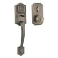 Weslock 1411 Colonial Handleset with Impresa Knob, Deadbolt Keyed One Side, Antique Brass finish — exterior handleset and interior knob shown