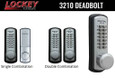 Lockey 3210 Marine Grade Deadbolt - Single Combination and Double Combination variants shown side by side with oversized knob detail