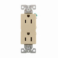 Eaton 6252A-BU heavy-duty industrial specification grade decorator duplex receptacle, #14-10 AWG, 15A, Commercial, Flush, 125V, Back and side, Almond, Brass, High-impact nylon face, PVC base, 5-15R, Duplex, Screw, Nylon, PVC, Bulk
