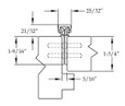 ABH A110HD Aluminum Continuous Gear Hinge - full cross-section engineering drawing with dimensions: 25/32" total width, 21/32" frame leaf, 1-9/16" door leaf, 1-3/4" depth, 5/16" clearance