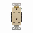 Eaton 6662V Arrow Hart extra heavy-duty industrial specification grade decorator duplex receptacle, #14-10 AWG, 15A, Industrial, Flush, 250V, Back and side, Ivory, Brass, Glass filled Nylon, 6-15R, Duplex, Screw, Glass-filled nylon, Core pack
