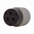 Eaton 6716N Arrow Hart extra heavy-duty auto grip connector , #12-4 AWG, 30A, Industrial, 125V, Back wire, Gray and black, Brass, Nylon, 5-30R, Two-pole, three-wire, grounding, Screw, Nylon, Core pack
