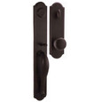 Weslock 7680 Wiltshire keyed entry handleset with Wexford knob, Oil Rubbed Bronze, exterior and interior view