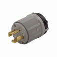 Eaton 7411C safety grip locking plug, #16-12 AWG, 20A, Industrial, 120/208V, Back wiring, Gray, Safety grip, Non-NEMA, Four-pole, Four-wire, Nylon