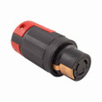 Eaton 7764EX locking connector, #10-6 AWG, 50A, Industrial, 600 Vac, 250Vdc, Back wiring, Black, red, Non-NEMA, Three-pole, Four-wire, Nylon, 0.44 to 1.06 in