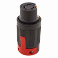 Eaton 7764EX locking connector, #10-6 AWG, 50A, Industrial, 600 Vac, 250Vdc, Back wiring, Black, red, Non-NEMA, Three-pole, Four-wire, Nylon, 0.44 to 1.06 in