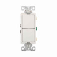 Eaton 7732W-BOX commercial grade combination switch, auto-grnd, Decorator, #14 - #12 AWG, 15A, resi, comm, 120/277V, bk and sd wiring, Rocker, Maint closure, Screw, Brass, wht, -20-60?C, (1) 1-pole, (1) 3-way, dplx, thermoplas, polycrb, PVC Eaton 7732W-BOX commercial grade combination switch, auto-grnd, Decorator, #14 - #12 AWG, 15A, resi, comm, 120/277V, bk and sd wiring, Rocker, Maint closure, Screw, Brass, wht, -20-60?C, (1) 1-pole, (1) 3-way, dplx, thermoplas, polycrb, PVC