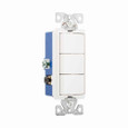 Eaton 7729W-BOX commercial grade combination switch, auto-grnd, Decorator, #14 - #12 AWG, 15A, resi, comm, 120/277V, bk and sd wiring, Rocker, Maint closure, Screw, Brass, wht, -20-60?C, (3) 1-pole, Triplex, thermoplas, polycrb, PVC Eaton 7729W-BOX commercial grade combination switch, auto-grnd, Decorator, #14 - #12 AWG, 15A, resi, comm, 120/277V, bk and sd wiring, Rocker, Maint closure, Screw, Brass, wht, -20-60?C, (3) 1-pole, Triplex, thermoplas, polycrb, PVC