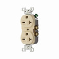 Eaton 815V-BOX commercial specification grade duplex receptacle, #14-10 AWG, 20A, Commercial, Flush, 250V, Side wire, Ivory, Brass, Nylon, 6-20R, Duplex, Screw, PVC, ED Box