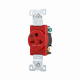 Eaton 8410RD Arrow Hart extra heavy-duty hospital grade single receptacle, #14-10 AWG, 20A, Healthcare, Flush, 250V, Back and side, Red, Brass, High-impact nylon, 6-20R, Single, Screw, Glass-filled nylon, Core pack