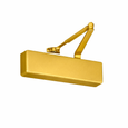 Norton Rixson 7500 Series Institutional Surface Door Closer, Satin Brass Painted (696) finish, regular arm, shown on white background