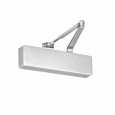 Norton Rixson 7500 Series Institutional Surface Door Closer, Aluminum (689) finish, regular arm, shown on white background