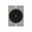 Eaton 8450N power device receptacle, #14 to 10 AWG, 50A, Flush, 250V, Back and side, Black, NEMA 15-50R, Three-pole, Four-wire, Three-pole, four-wire, grounding, Screw, Glass-filled nylon, Three-phase, Power