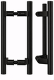ABH AB3310 Offset Flat End Door Pull Handle in Painted Black, back-to-back and single configurations shown, commercial grade surface mount