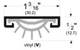 Pemko 234 Door Shoe cross-section diagram showing 1-3/16" width and 1/2" height with insert channel profile