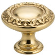 Omnia 7436 Ornate Cabinet Knob - Solid Brass with Multiple Size Options