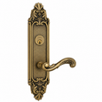 Omnia 57251 Ornate Mortise Lever Lockset with Plates, Solid Brass, 14" Overall Length