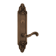 Omnia 57251 Ornate Mortise Lever Lockset with Plates, Solid Brass, 14" Overall Length