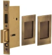 Omnia 7036/PD Modern Rectangular Pocket Door Lock Set with Mortise Edge Pull, Pair Dummy Function