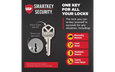 Kwikset SmartKey Security re-keying feature diagram for 158SQT Halifax Deadbolt, showing reset tool and key
