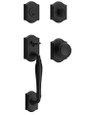 Baldwin Reserve Westcliff Single Cylinder Keyed Entry Handleset with Traditional Arch Rose and Traditional Knob in Satin Black finish