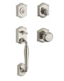 Baldwin Reserve Westcliff Single Cylinder Keyed Entry Handleset with Traditional Arch Rose and Traditional Knob in Polished Nickel PVD finish