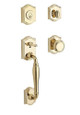 Baldwin Reserve Westcliff Single Cylinder Keyed Entry Handleset with Traditional Arch Rose and Traditional Knob in Polished Brass PVD