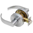 Dexter C2000 Series Grade 2 passage cylindrical lever lock, satin chrome finish, curved lever, non-clutching, with latch and strike