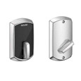 Schlage BE467F Greenwich Touchscreen Deadbolt - exterior keypad and interior thumbturn, Bright Chrome finish, front and rear view