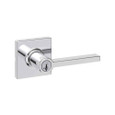Kwikset KWI-405CSLSQT-S Casey Lever with Square Rose Entry Door Lock SmartKey with 6AL Latch and RCS Strike