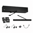 Norton Rixson 5740K3 Low Energy Door Operator Kit in BSP Black Suede Powder finish, showing operator unit, push/pull arms, ADA wall switches, 548 transmitters, 539 receiver, and power cord