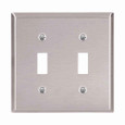 Eaton 93072-BOX1 Toggle wallplate, Stainless steel, Toggle Cutout, Stainless steel, Two- gang, Standard, ED Box1